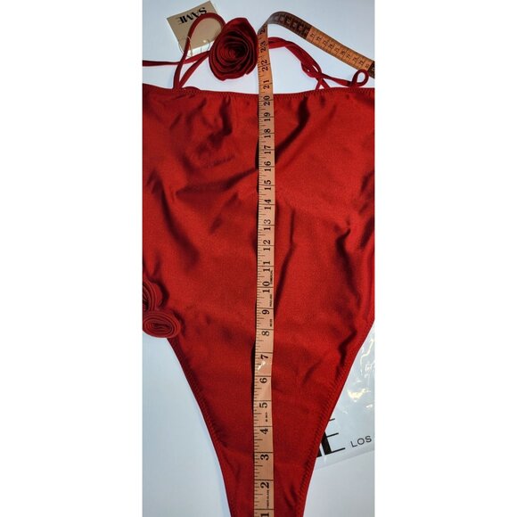 SAME LOS ANGELES One Piece Swimsuit Womens Color Red Large Flower - Picture 10 of 11